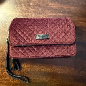 Vera Bradley all in one crossbody - crushed maroon velvet - wristlet